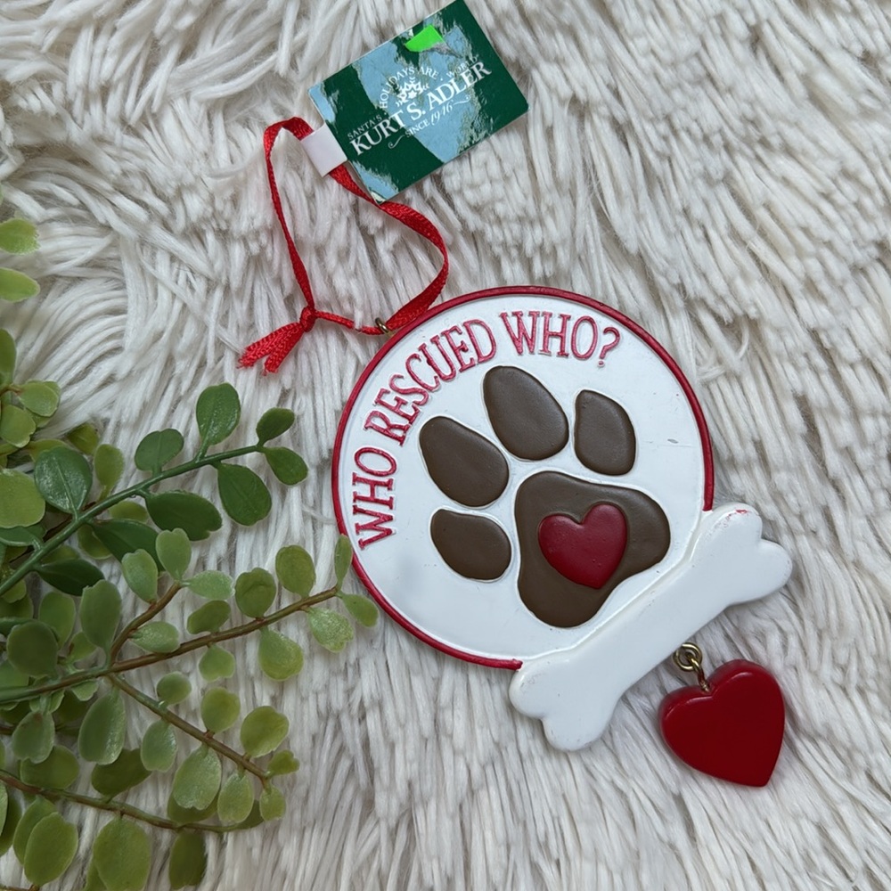 🎉HP🎉 Kurt S. Adler Rescue Dog Ornaments Set 2 💗 White & Red - Picture 3 of 12